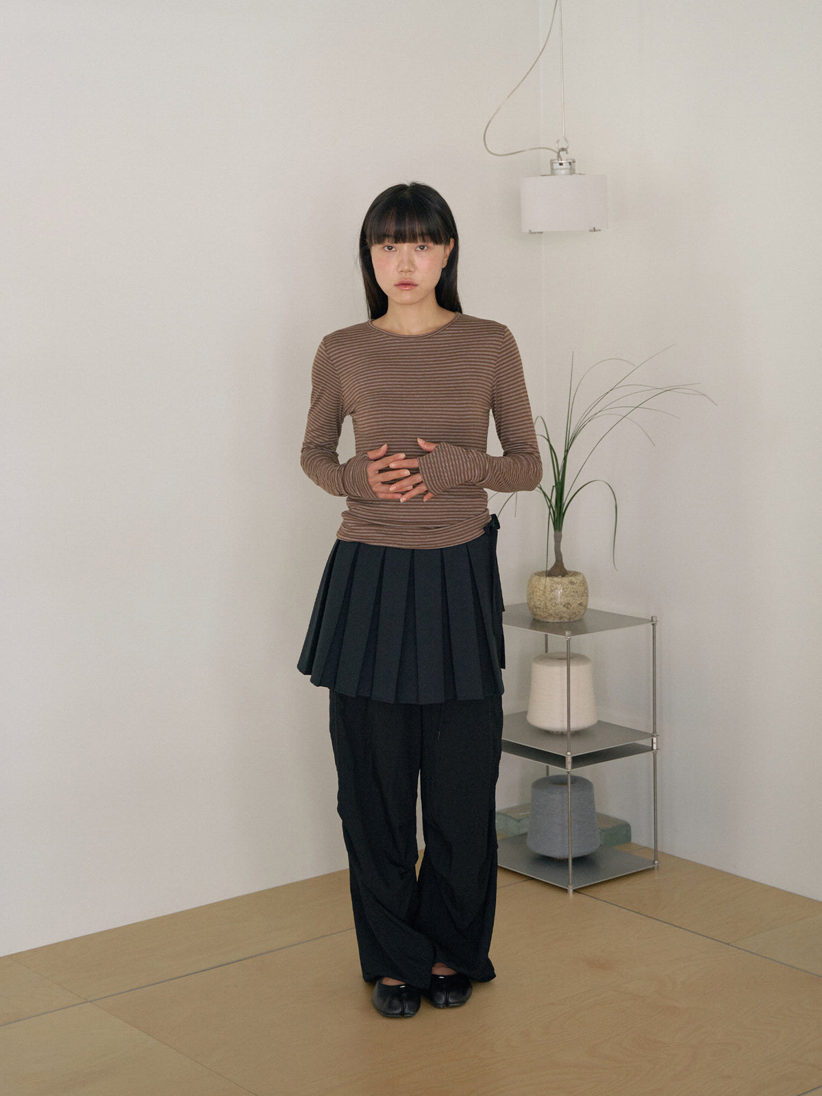 Rib Stripe Long Sleeve - Brown 7