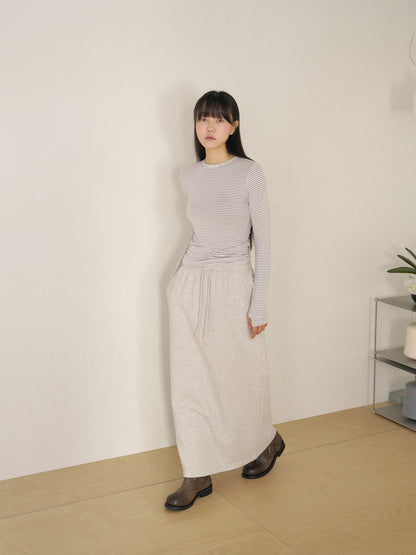 Center Slit Sweat Skirt - Light Gray 3