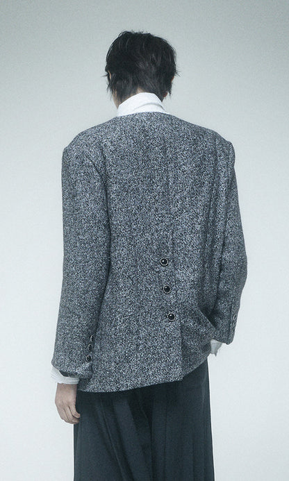 Reculer Lapelless tweed jacket(チャコール) 商品画像1/7
