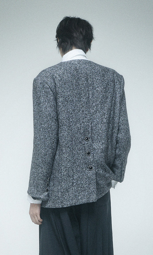 Reculer Lapelless tweed jacket(チャコール) 商品画像1/7