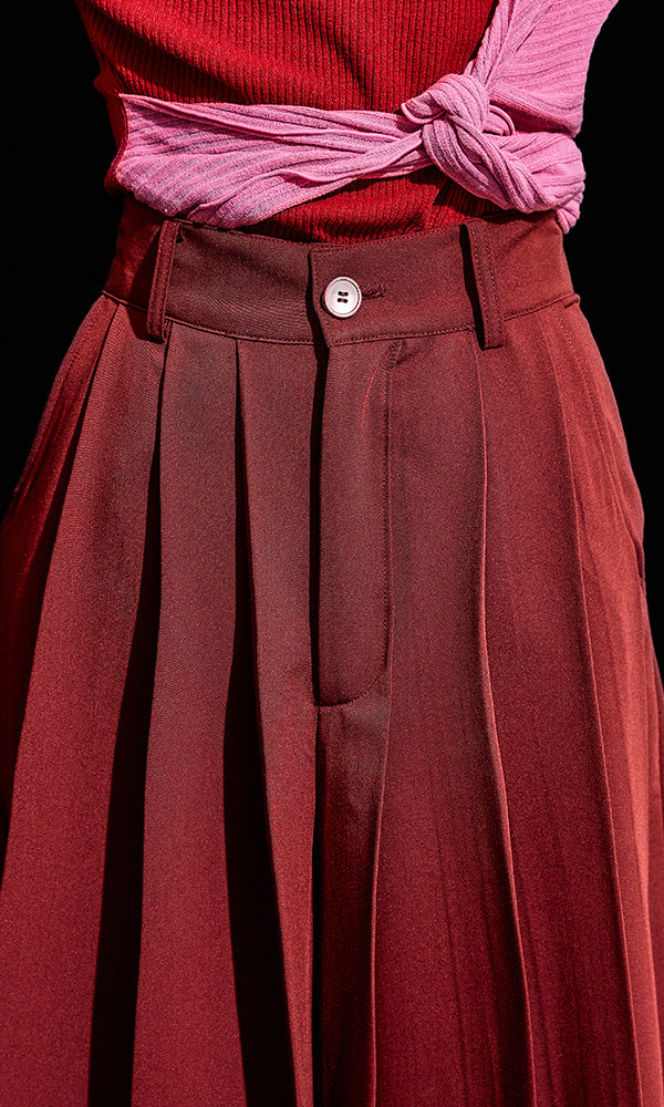 【Reculer レキュリー】Wide pleated pants Burgundy