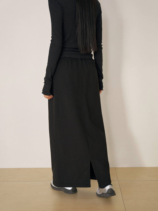 Center Slit Sweat Skirt - Black 5