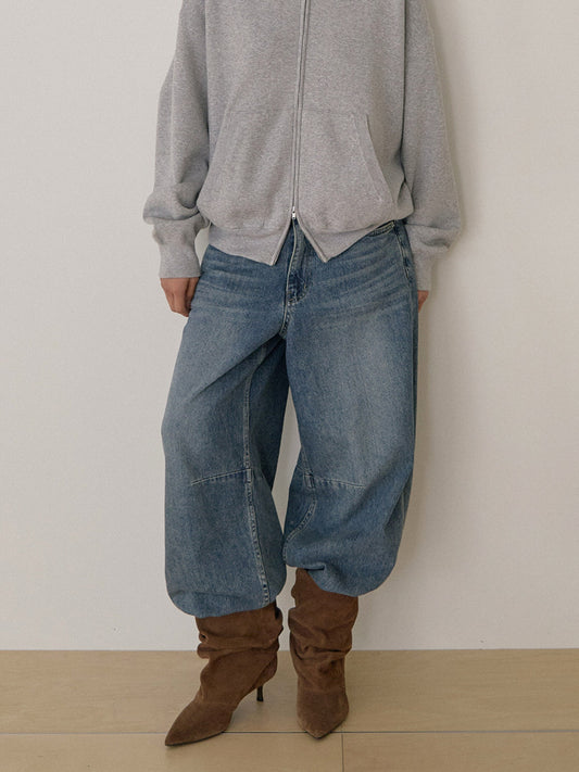 Curved Denim Pants - Indigo 1