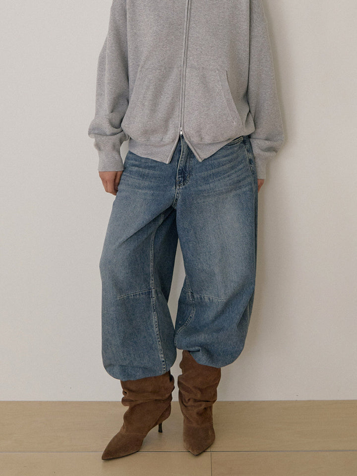 【MARAN】Curved Denim Pants - Indigo