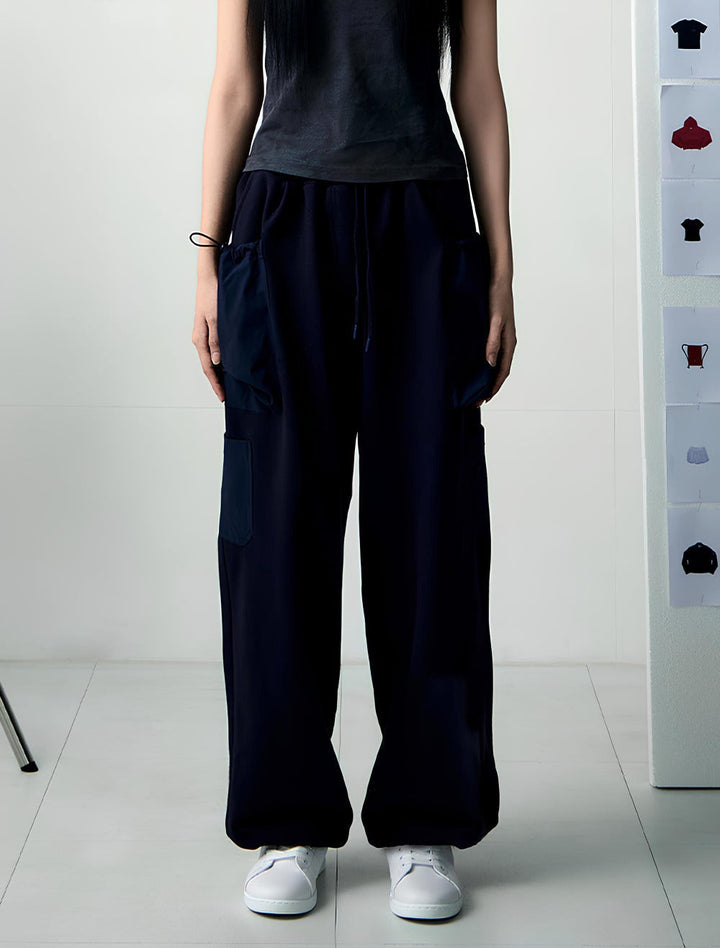 PATCH POCKET COTTON WOMAN SWEAT PANTS -NAVY 