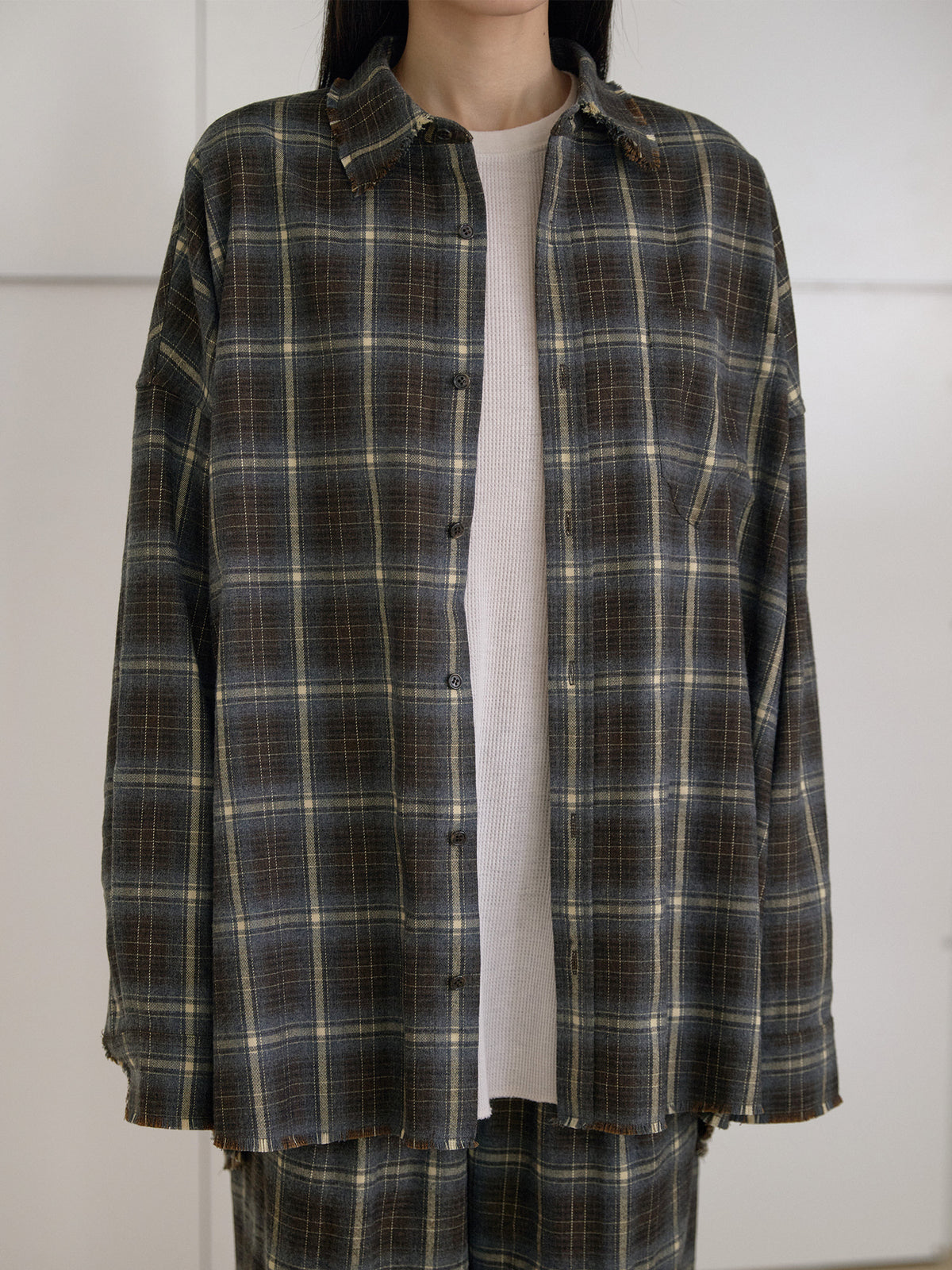 MARAN Fringe Check Shirt - Khaki 商品画像18/21