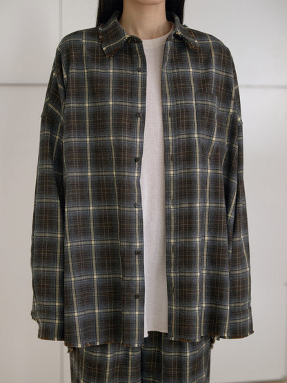 MARAN Fringe Check Shirt - Khaki 商品画像18/21