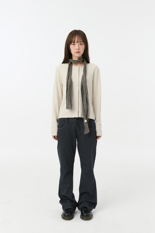 FLORAL COLOR BLOCK JERSEY CARDIGAN, BEIGE