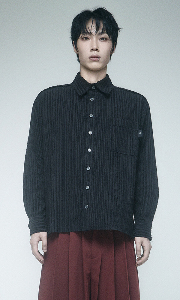 Reculer Cut-off cotton linen shirt(ブラック) 商品画像6/6