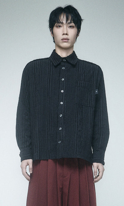 Reculer Cut-off cotton linen shirt(ブラック) 商品画像6/6