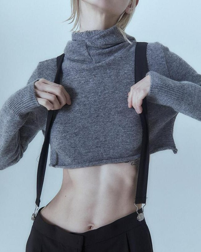 【MORE THAN YESTERDAY】Hooded Cropped Knit Top