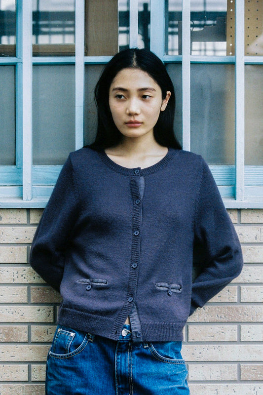 COLOR BLOCK POCKET KNIT CARDIGAN, PURPLE