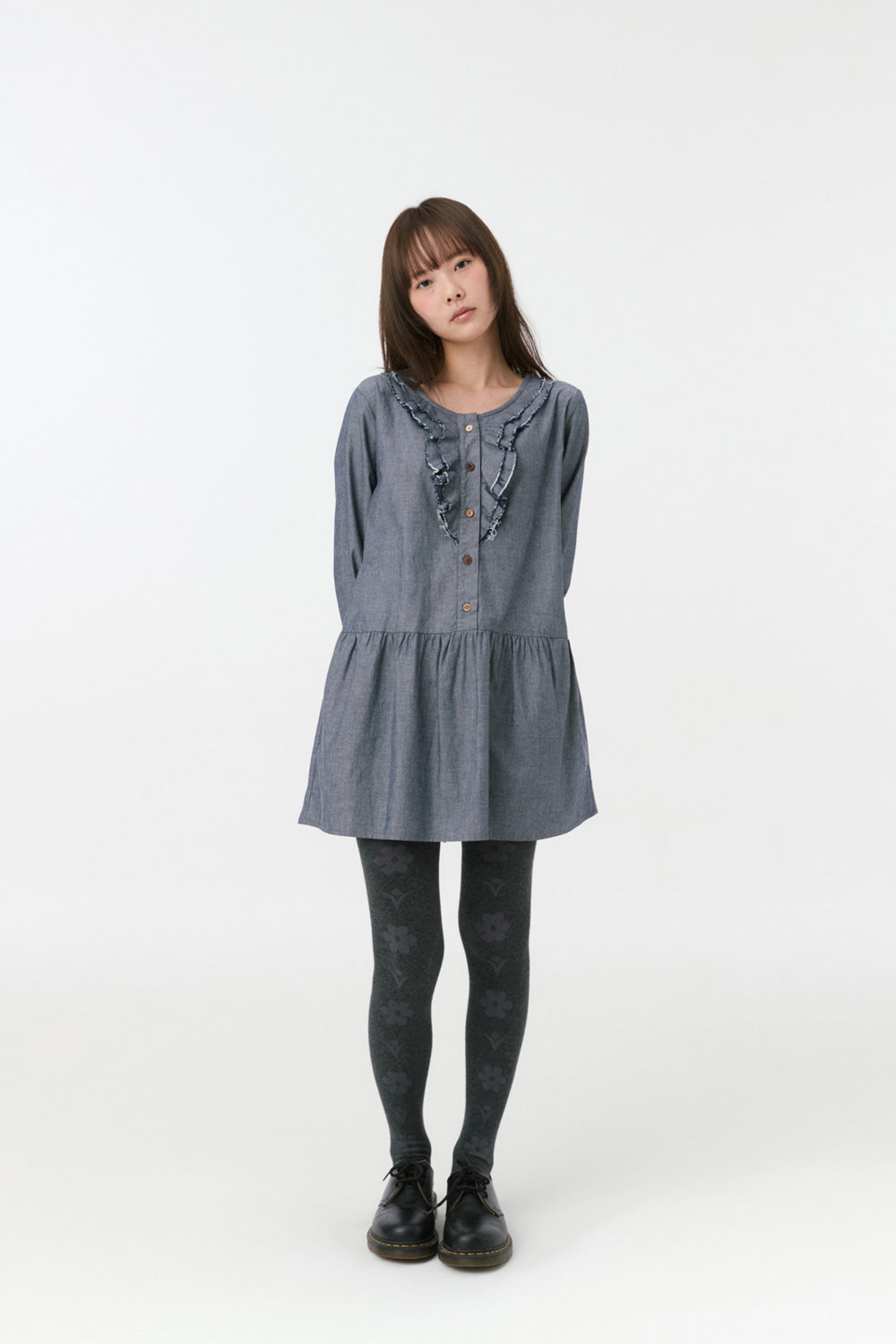 FLORAL PATTERN TIGHTS, CHARCOAL