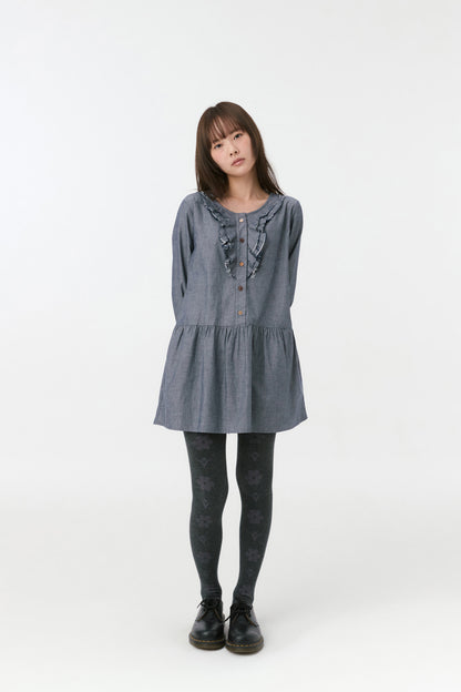 FLORAL PATTERN TIGHTS, CHARCOAL