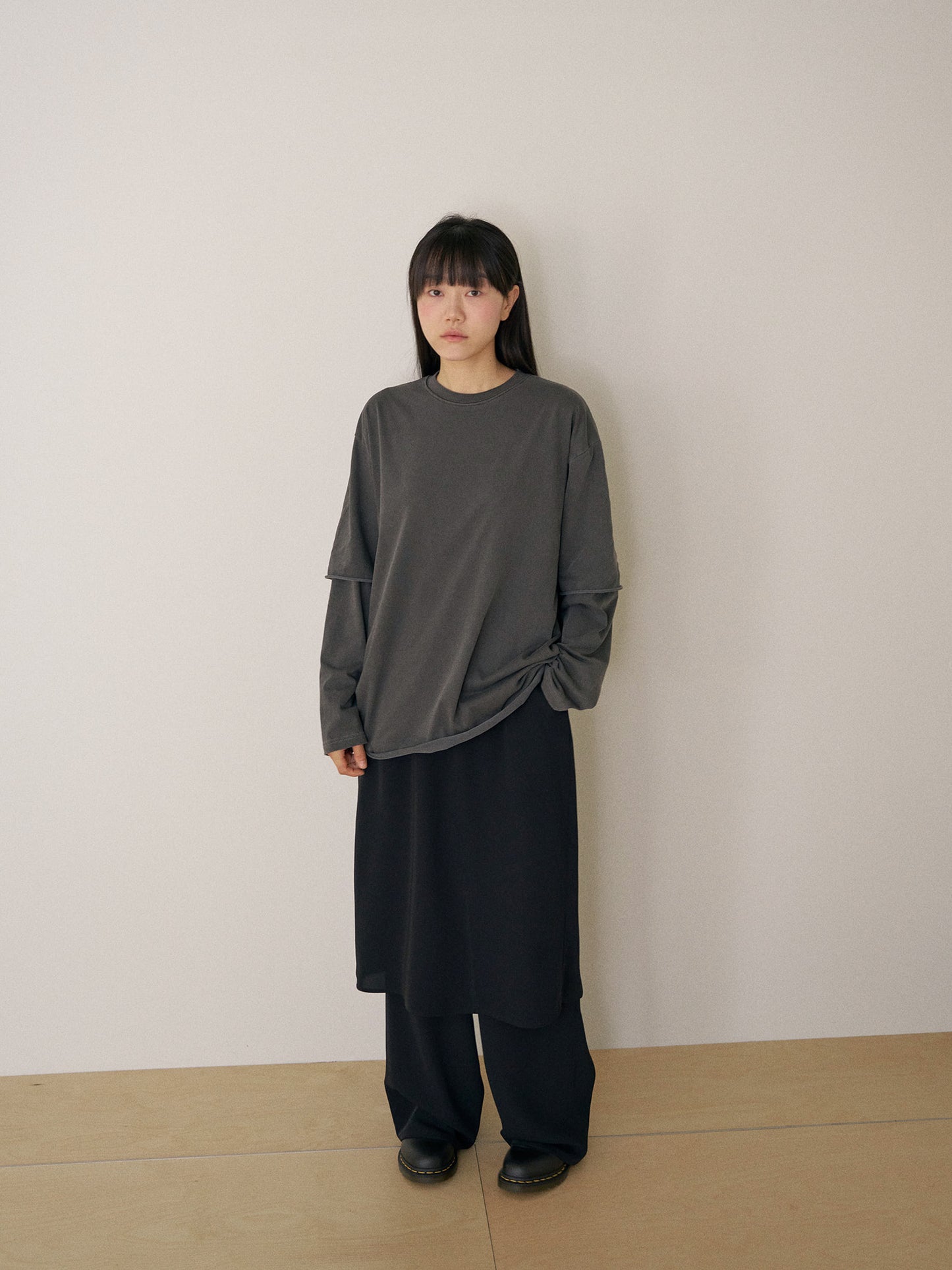 Pigment Layered Long Sleeve - Charcoal