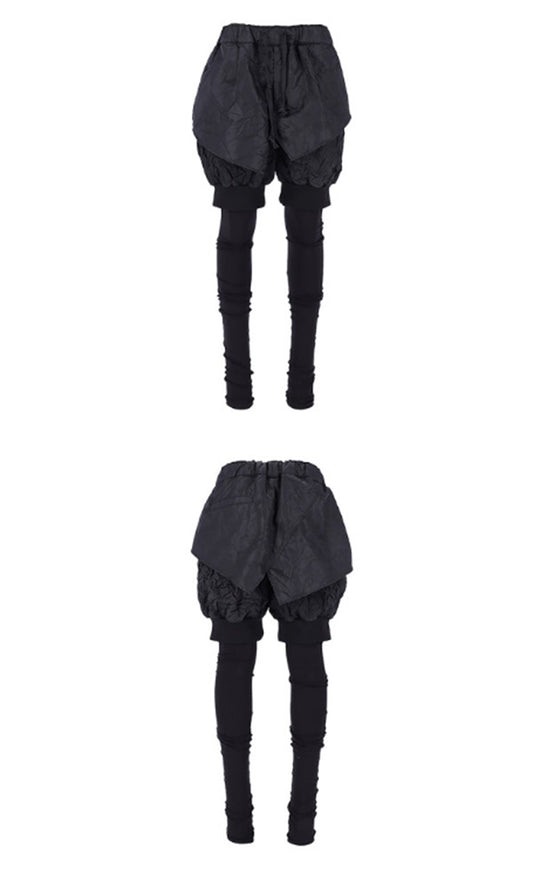 【Reculer レキュリー】Unbalanced leggings baggy pants Black