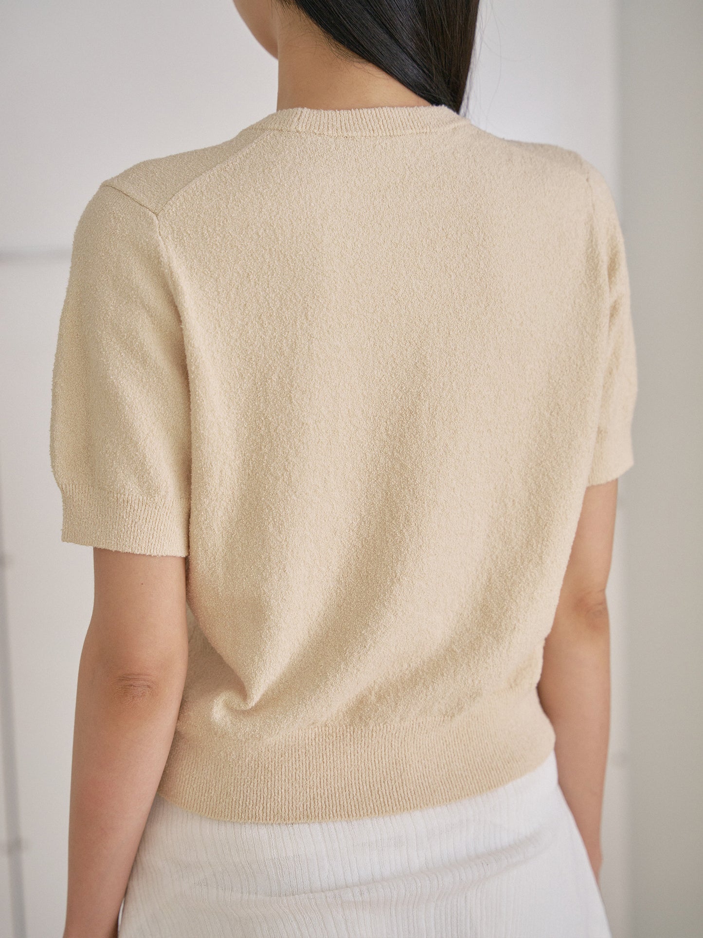 Boucle Round Half Sleeve - Beige