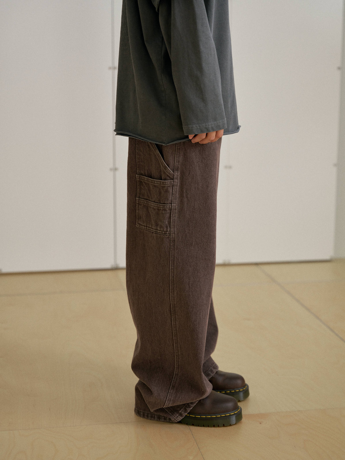 Washed Work Pants - Brown 4