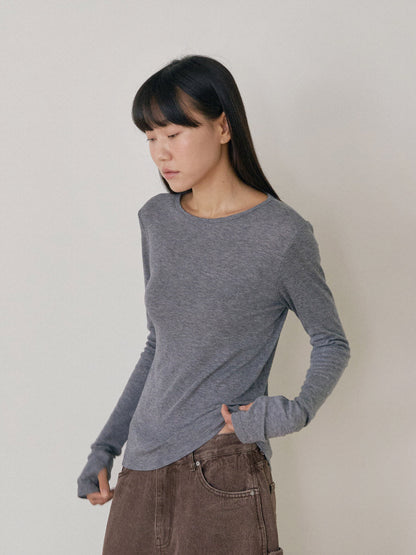 Finger Hole Long Sleeve - Charcoal 7