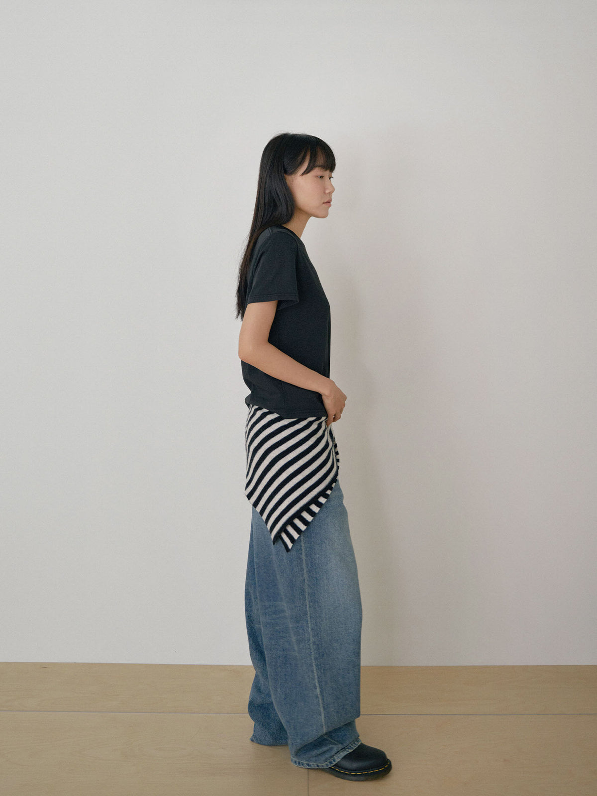 Stripe Square Scarf - Black 11