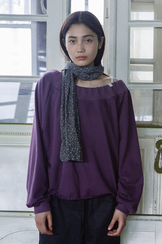 [9/18予約配送] STRING OFF SHOULDER SWEATSHIRT, BLACK