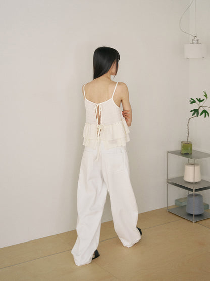 Curved Denim Pants - Ivory 5
