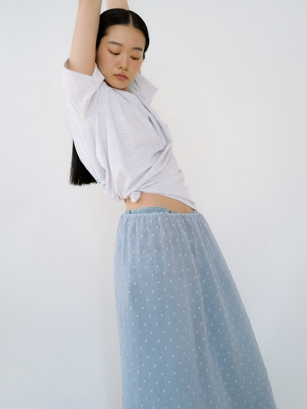 Dot Slit Skirt - Blue