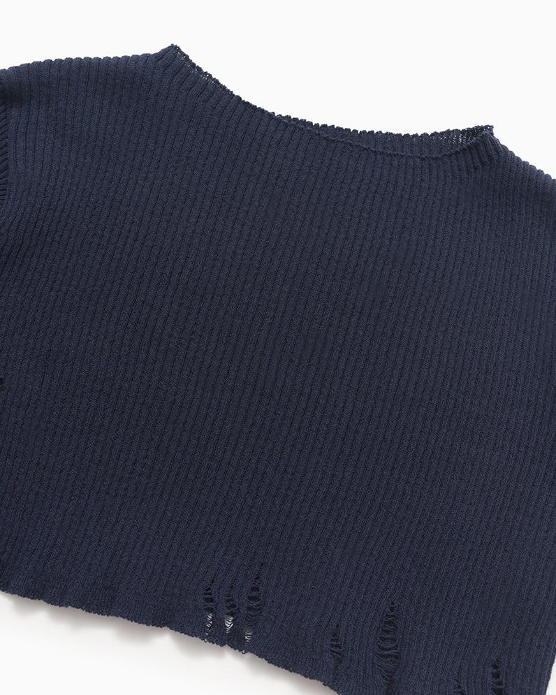 [Love You So Much] Boat Neck Cropped Knit