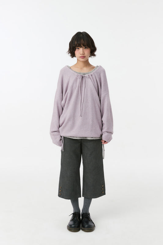 [9/28予約配送] VINTAGE DOT BUTTON CAPRI PANTS, CHARCOAL