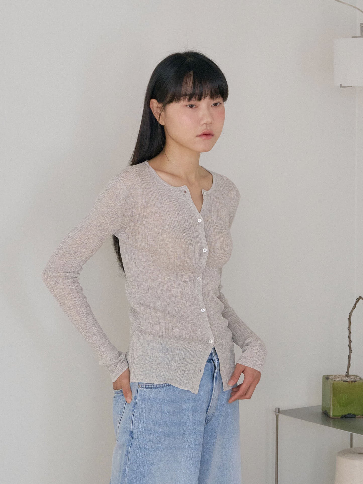Multi Rib Cardigan - Gray