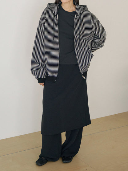 Stripe Hoodie Zip-up - Black 9