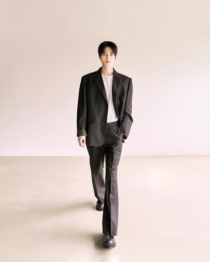 Choke Pocket Wool Flare Slacks_Black