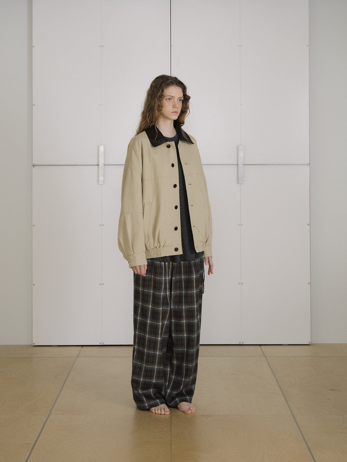 Side String Check Pants - Khaki 9