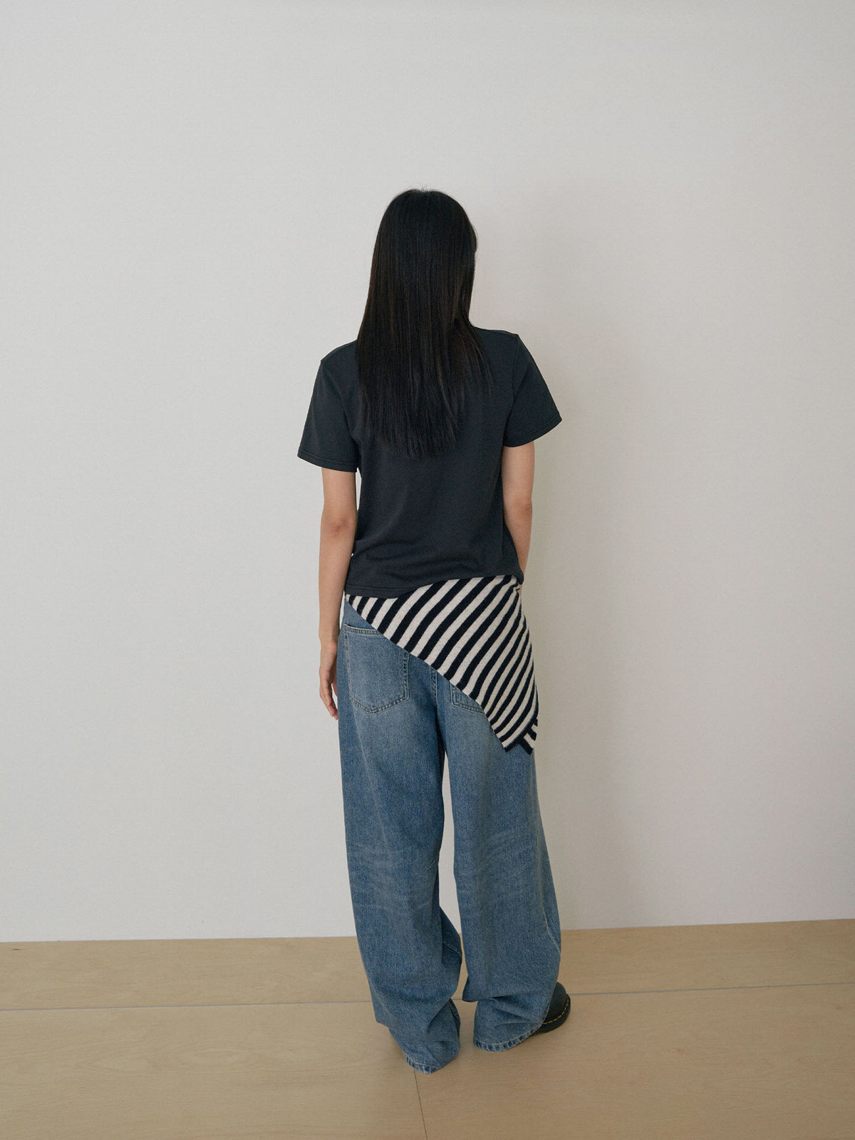 Stripe Square Scarf - Black 12