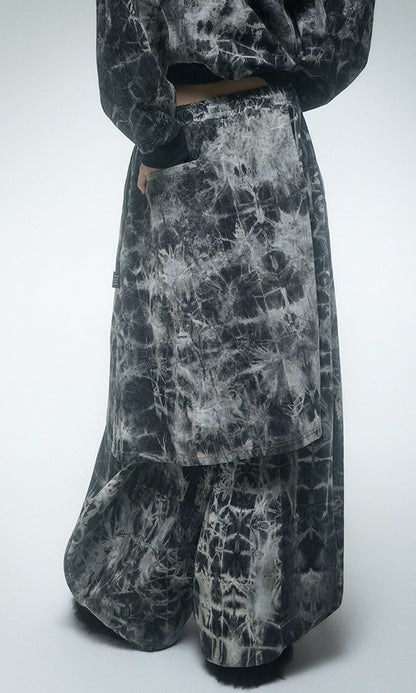 Reculer Pipe dyed denim skirt pants(ブラック) 商品画像2/6