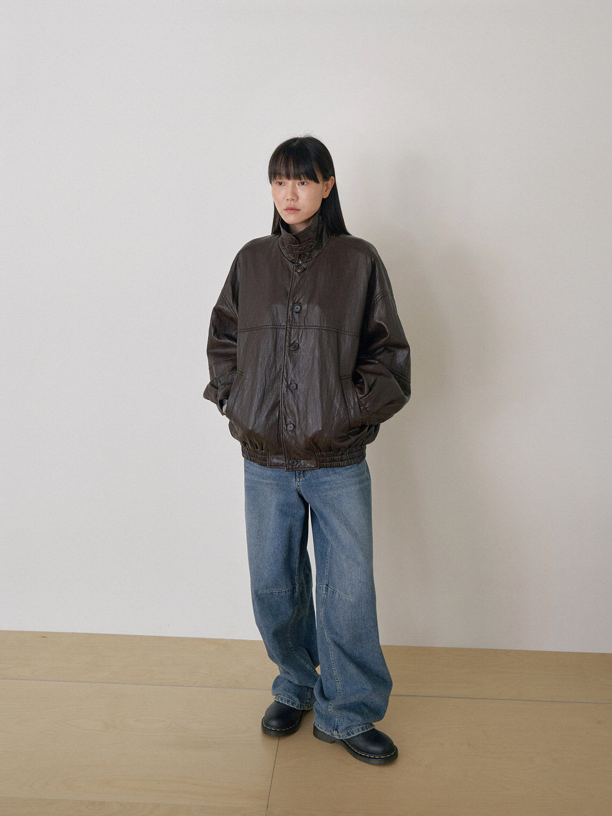 Soft Leather Blouson - Brown 2
