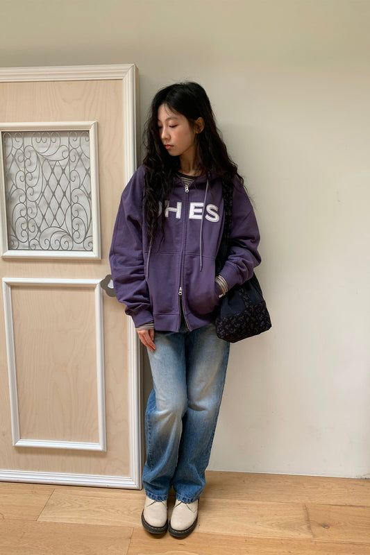 [9/22予約配送] LOGO PATCH HOODED ZIP-UP, PURPLE