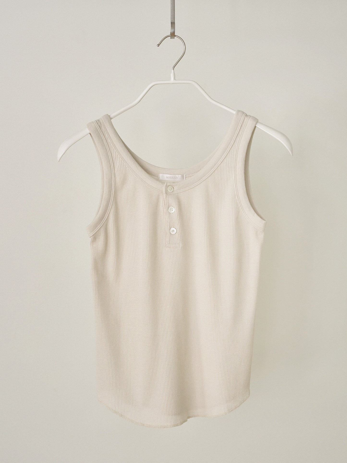 Waffle Button Sleeveless - Beige