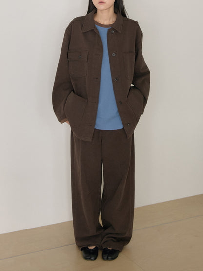 Cotton Twill Coverall Jacket - Brown 4