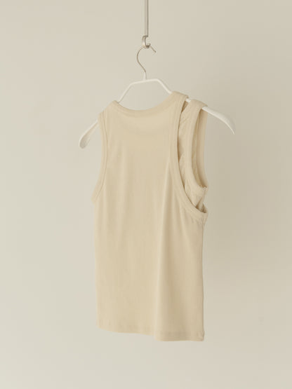 [MARAN] Mei Ribbed Sleeveless - BEIGE