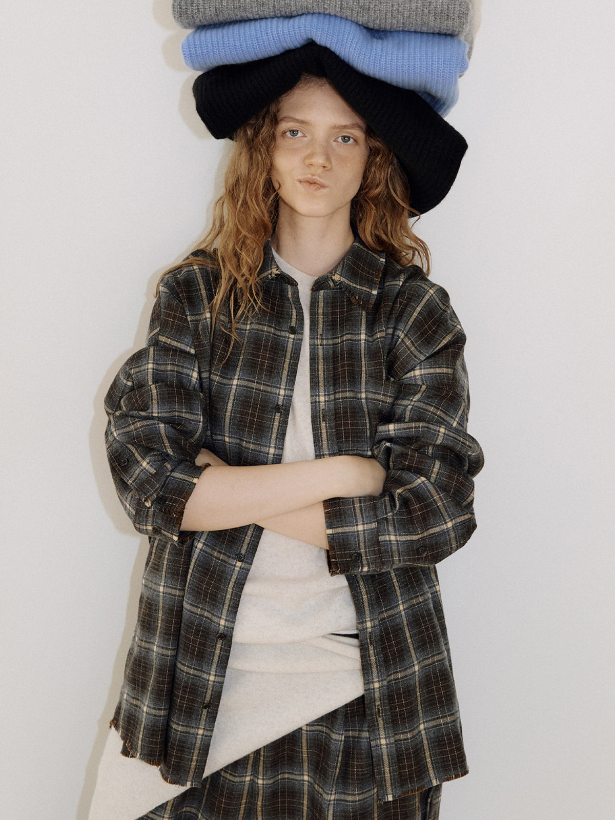 Fringe Check Shirt - Khaki 1