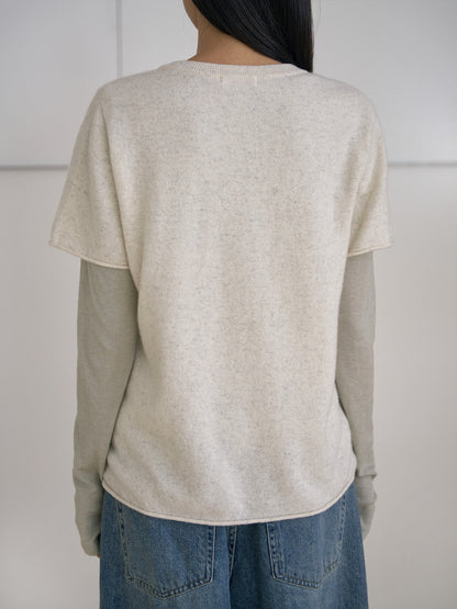 MARAN Cutoff Short Sleeve Pullover - Oatmeal 商品画像17/21