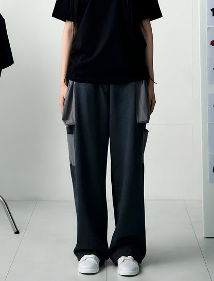 PATCH POCKET COTTON WOMAN SWEAT PANTS -GRAY