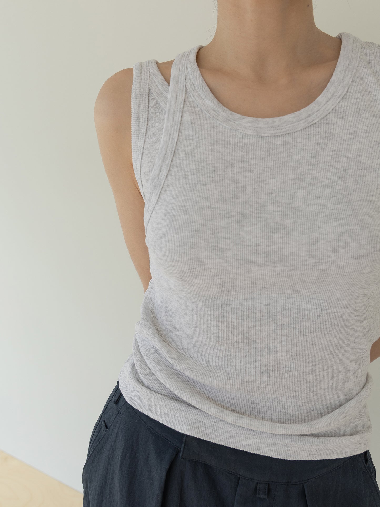 Mei Ribbed Sleeveless-GRAY