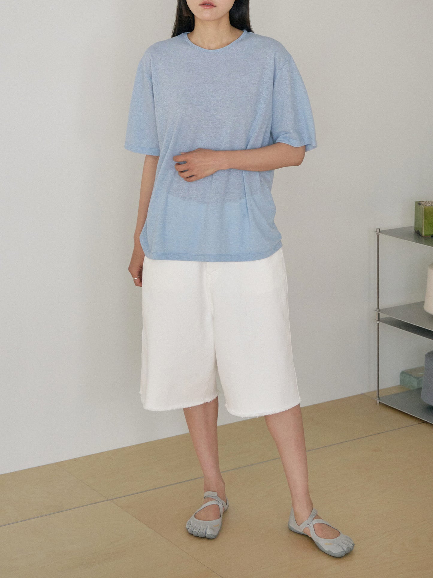 Linen Loose Short Sleeve - Blue