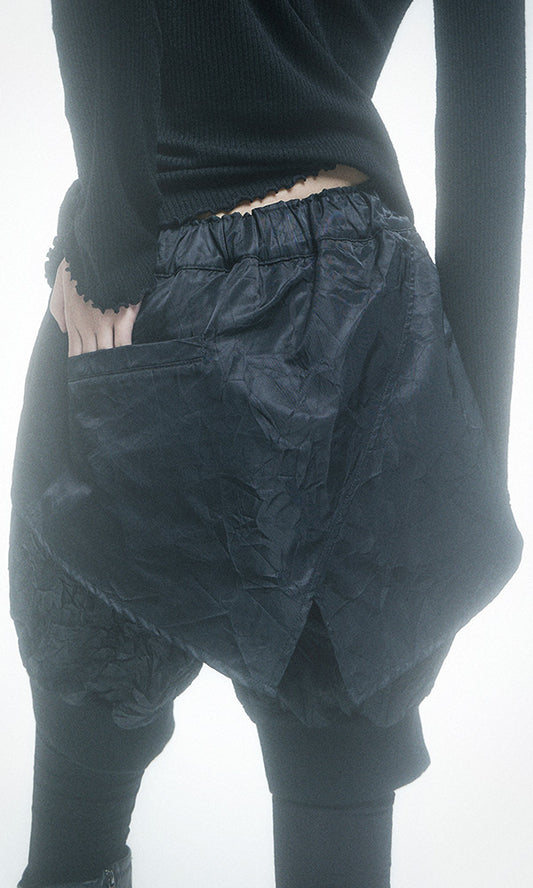 【Reculer レキュリー】Unbalanced leggings baggy pants Black