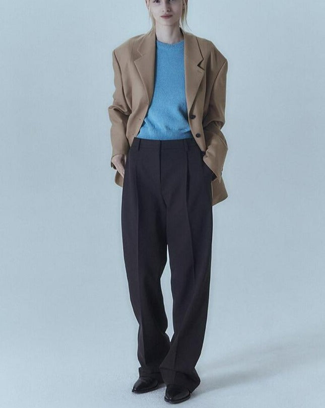 【MORE THAN YESTERDAY】 Pleated Straight Cut Trousers