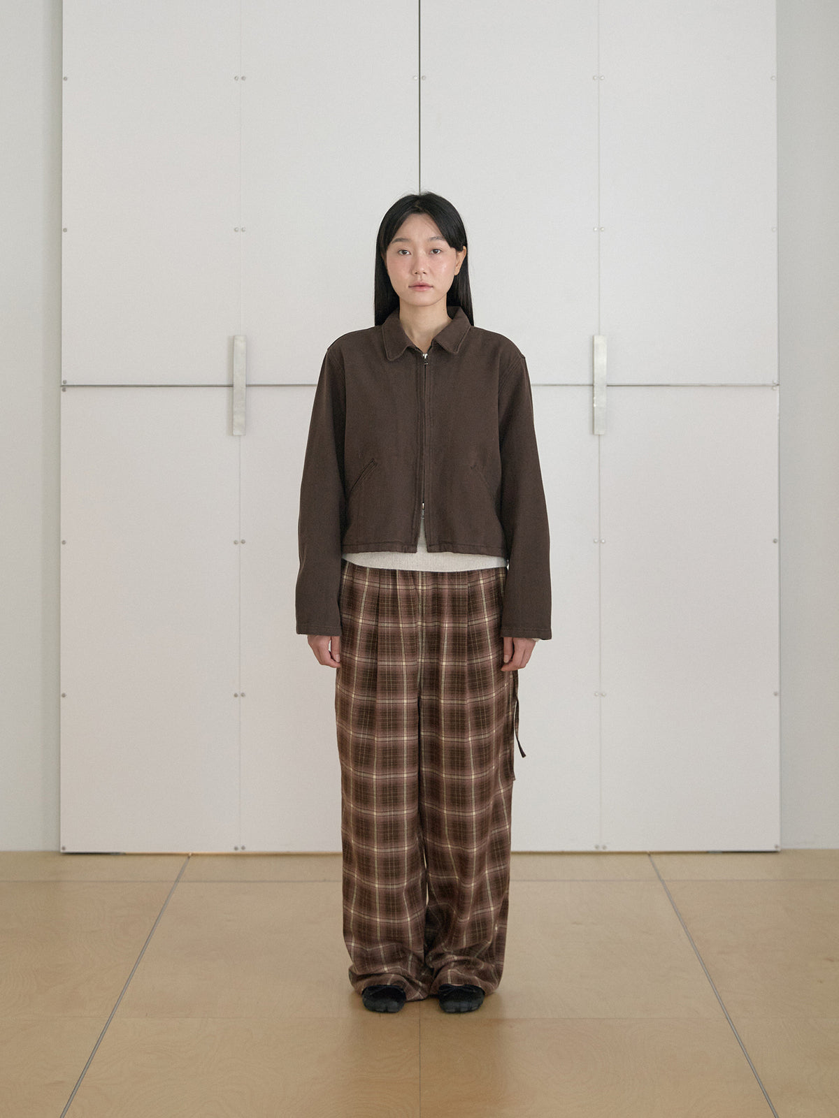 Cotton Twill Crop Jacket - Brown 12
