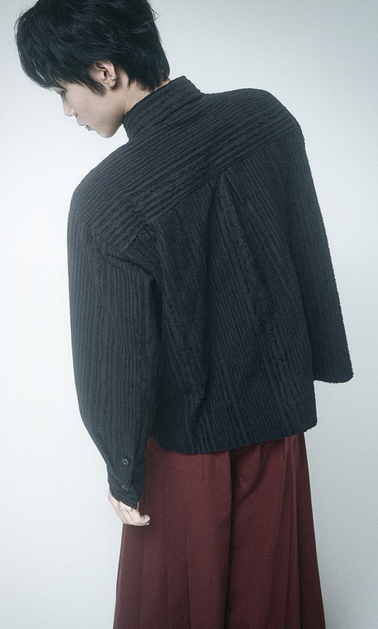 Reculer Cut-off cotton linen shirt(ブラック) 商品画像2/6