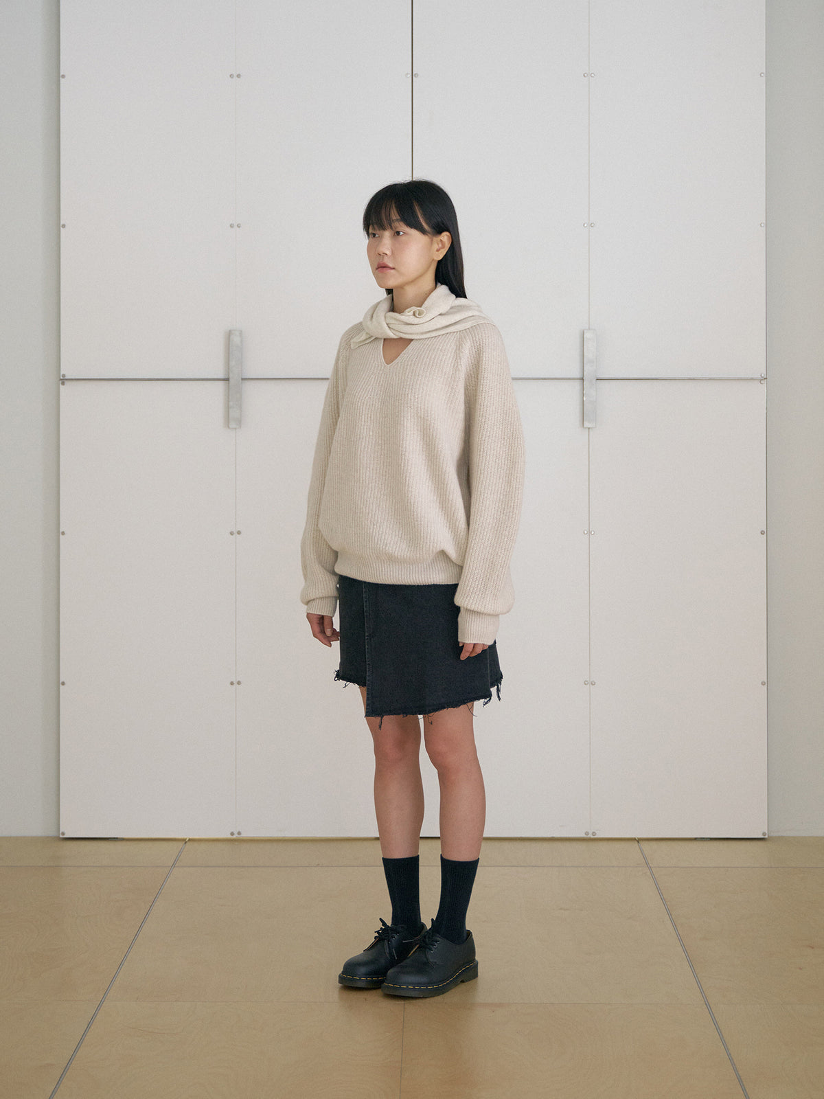 MARAN Cashmere Square Scarf - Oatmeal 商品画像15/21